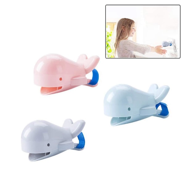 3-delad Whale Design kranförlängare, söta djurförlängare Kranförlängare i plast, handtagsförlängare för diskbänk för kök