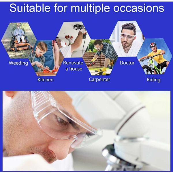 2 stycken skyddsglasögon, ZHIKE klara anti-imma och anti-scratch skyddsglasögon för arbete och sport, män, kvinnor