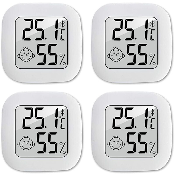 4 stk. termometer hygrometer indendørs, højpræcisions luftfugtighedsmåler termometer indendørs, -10℃70℃ til babyværelse, stue, kontor, drivhus