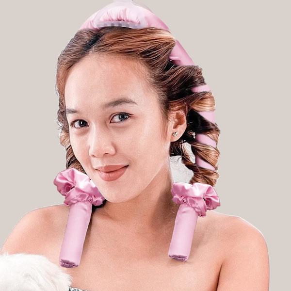 Värmefri hårcurler för långt hår, värmefri locktång pannband satin lockset, ingen värme hår wrap curler band för att sova i över natten