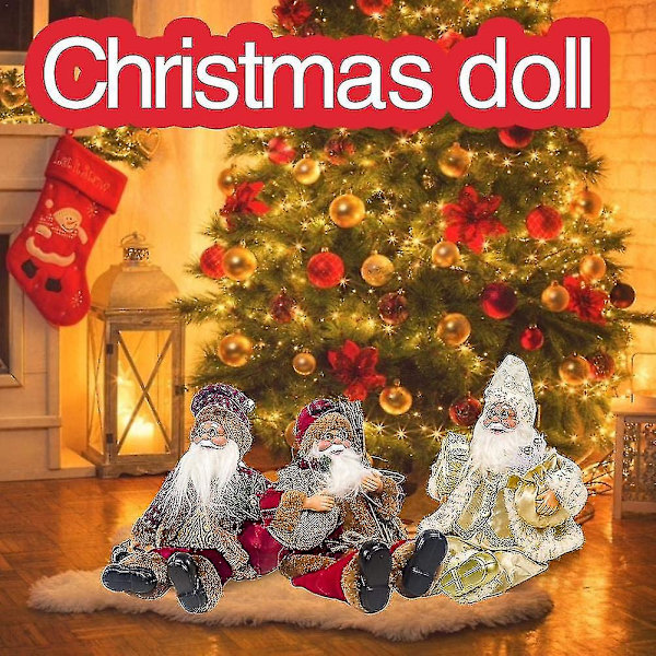 Jultomte sittande docka, tyg juldocka gammal man docka dvärgdocka juldekoration barnleksaker