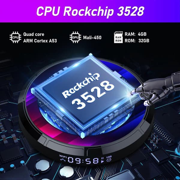 H96 Max Nätverksdekoder 4GB RAM 32GB ROM Android 13.0 RK3528 WiFi6 Ultra HD TV-box