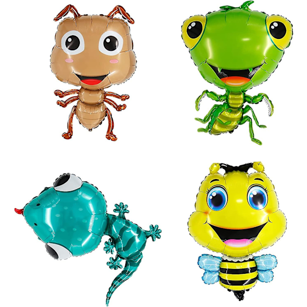 4 stk Insektballonger Dyr Søt Bie Gecko Snegle Mantis Insektballong Tema Hage Bursdag Forbruksvarer Fest Dyr Ballonger