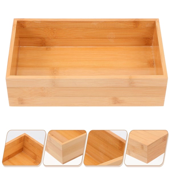 Dekorationsförvaringsfack Kontorsförvaringsfack Köksbambu Silverware Organizer Bambu Bestick Organizer Bambu Bestickbricka
