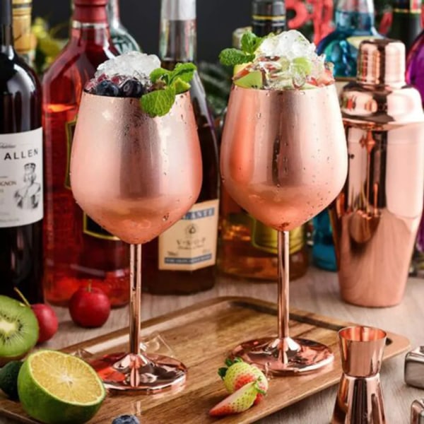 2-delad rostfritt stål vinglas vinglas 550ml krossäkra vinglas/vinglas rosa guld