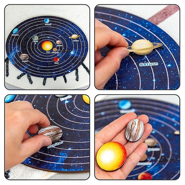 Träpussel Universum Planet Oregelbunden Form Pusselbitar Konst-4