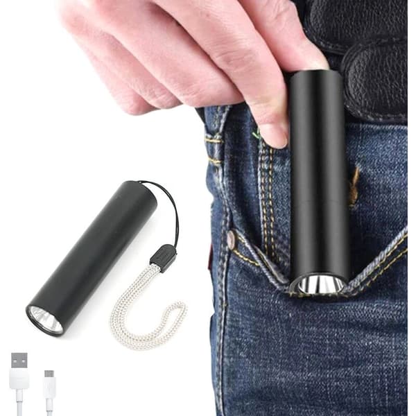Mini lommelygte USB genopladelig, nem at bære