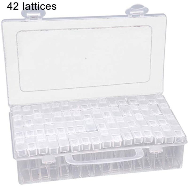 42 rutnät transparent låda DIY handgjorda pärlor diamantmålning glasförvaringslåda rispärlor låda nagelkonst tillbehör låda