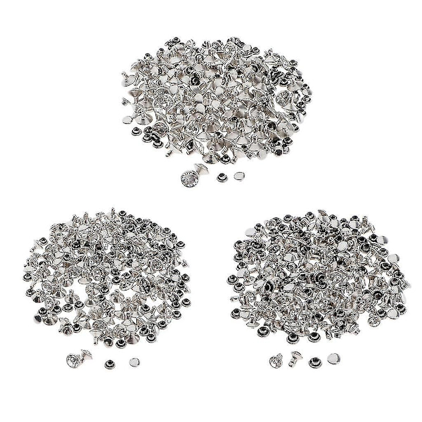 3x 100 set dubbla nitar knappar tryckknappar DIY skor kläder dekor silver