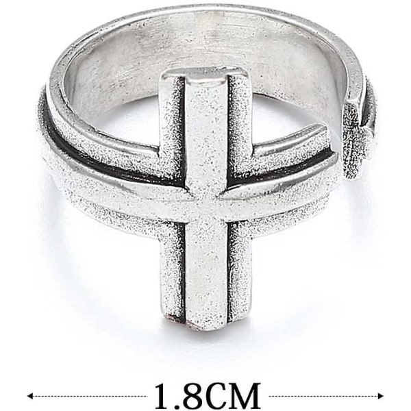 Kors Gotisk Silver Ring Faith Öppen Ring Justerbar Religiös Ring Religiös Ring