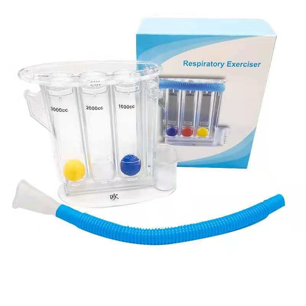 Andningsövningsapparat Hemma Andningsövningsverktyg, 3 Bollar Djupandningsövning Lungtränare Incentive Spirometer Spirometry Mätningssystem（A）
