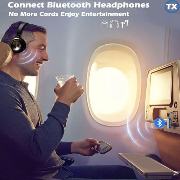 1 Bluetooth 5.4 sender/mottaker, dobbel tilkobling, 3,5 mm jack, for TV, fly, PC, bil, hi-fi.