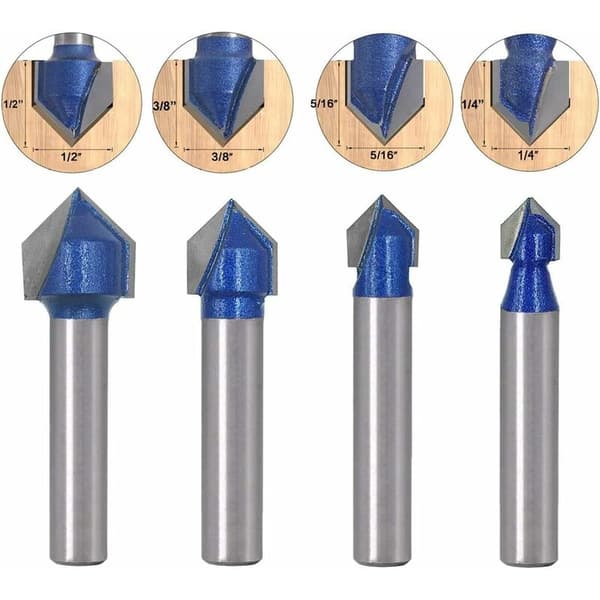 6mm skaft V-spår Solid Carbide CNC-fräs Gravering 90 graders V-spår Bit Träbearbetningsverktyg Triumph 4PCS