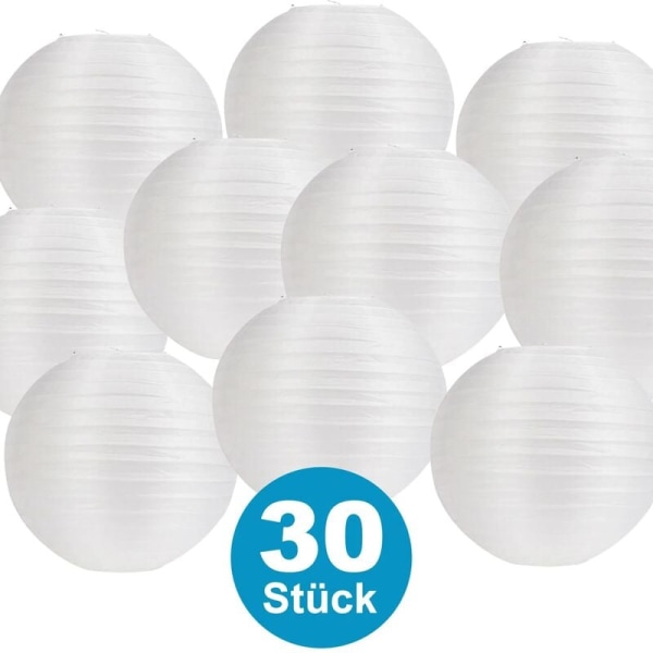 30 kpl valkoinen Paperilyhty halkaisija 20 cm (ilman LEDejä) paperilyhdyt ulkokäyttöön paperilyhty lampunvarjostin hääjuhla koristelu