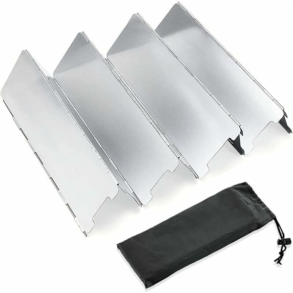 Hopfällbart spisskydd, T-Audace 10 st hopfällbart vindskydd i aluminium, hopfällbart vindskydd för camping, ultralätt bärbart campinggrillpicknick