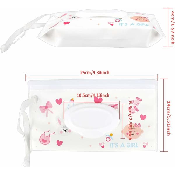 Vådservietdispenser, 6 vådservietposer, vådservietpose, vådservietboks, babyservietboks til rejser (6 designs)