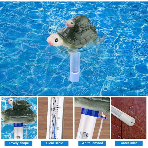 Flydende pooltermometer med reb, flydende stødsikkert pooltermometer med reb
