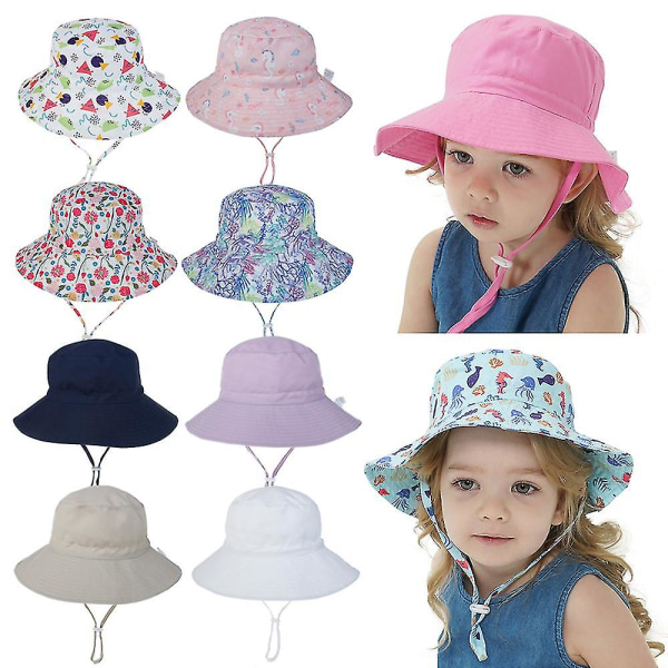 Sommar Baby Solhatt För 0-8 År Strandkeps Hinkhatt Uv-skydd Pojkar Flickor