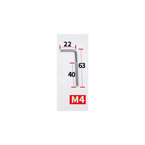 20-pack M4 skruv krokar hörn skruv L krok kolstål skruv krokar för hängande växter, köksredskap, vindspel, 63x22mm