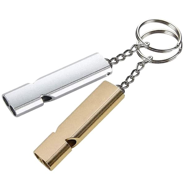 2-pack nödvisselpipa, visselpipa guld silver dubbelrör utomhus överlevnadsvisselpipa campingvisselpipa, allvädersvisselpipa