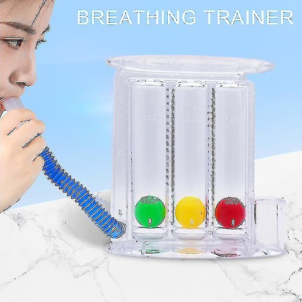 Andningsövningsapparat Hemma Andningsövningsverktyg, 3 Bollar Djupandningsövning Lungtränare Incentive Spirometer Spirometry Mätningssystem（A）