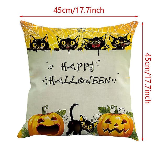 Halloween Pumpa Bomullslinne Kuddfodral Dekoration för Soffa Hem