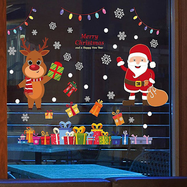 Julklappsstickers för fönster, elektrostatiska, självhäftande