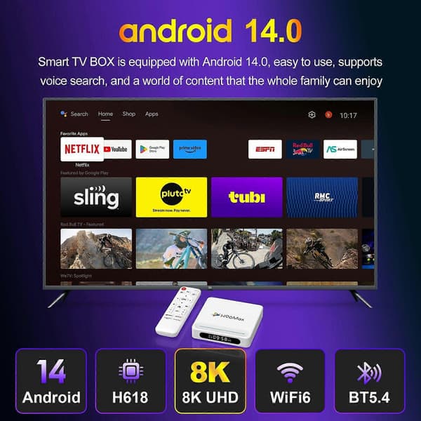 H96 Max H618 Plus 2+16GB Android TV Box WiFi 6 Bluetooth-kompatibel 8K Ultra HD Smart TV Box