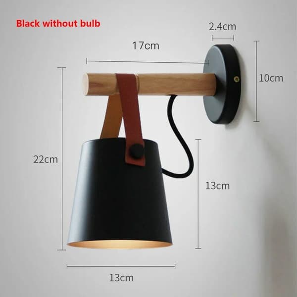 Nordisk modern design vägglampa i trä LED inomhusbelysning sovrum vardagsrum E27