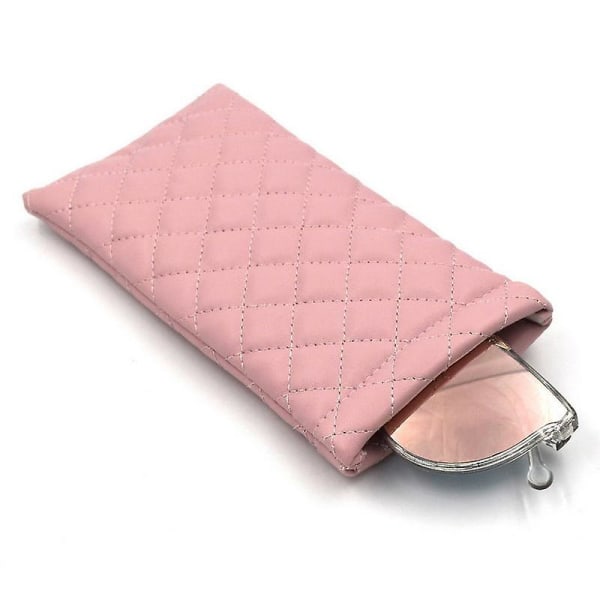 Squeeze Top Glasögon Organizer Pouch - Mjukt läder Glasögon Case Väska Vävning Rese Solglasögon Organizer Case 2 Pack