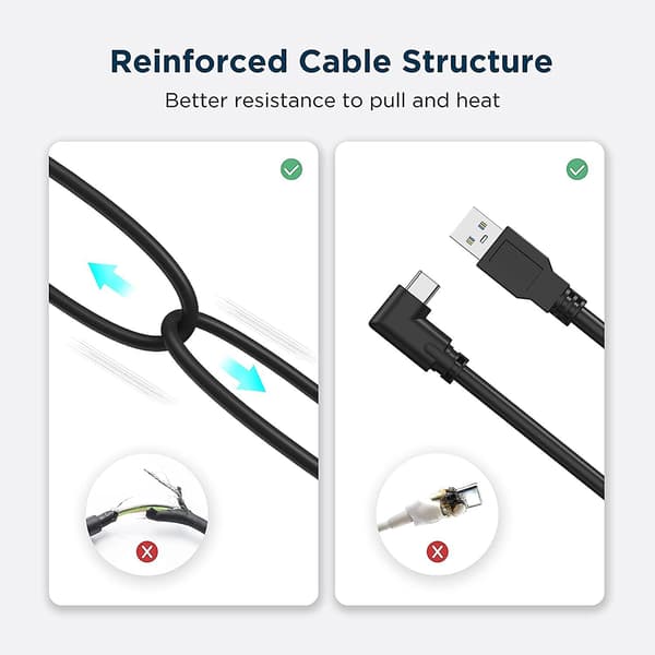 Link-kabel til Oculus/Meta Quest 2/1, 10 fod/3m USB-C 3.2 Gen1 kabel, sort