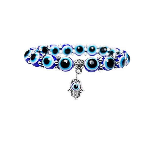Vintage Blue Beads Evil Eyes Armband Hamsa Hand Of Fatima Lucky Armband For Girl Kvinnor Charm Stretch Armband