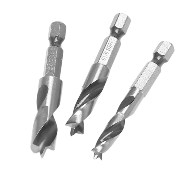 6 st HSS Brad Point Stubby Borr Set för Trä med 1/4-tums Snabbväxlande Hex 3/32 1/8 3/16 1/4