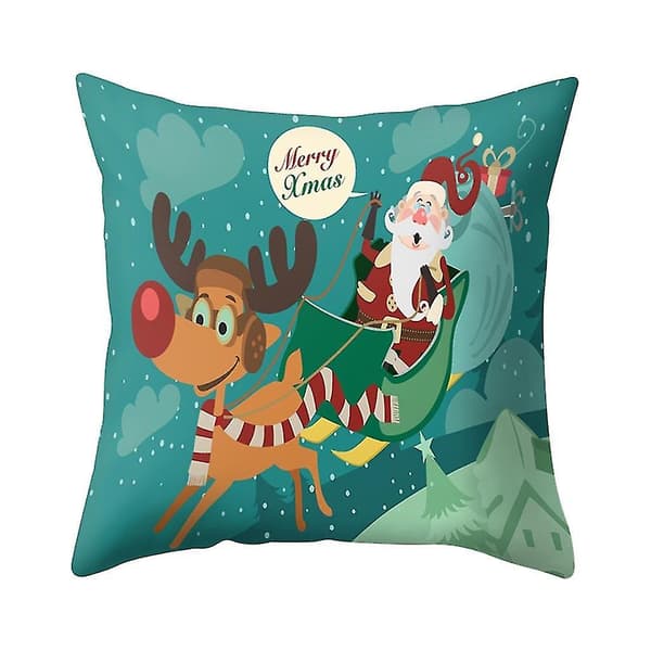 Jultryckt Kuddfodral Polyester Soffa Bil Kuddeöverdrag Heminredning 4st