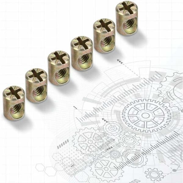 30-pack M6 möbelmuttrar, splines och fästelement, T-Audace