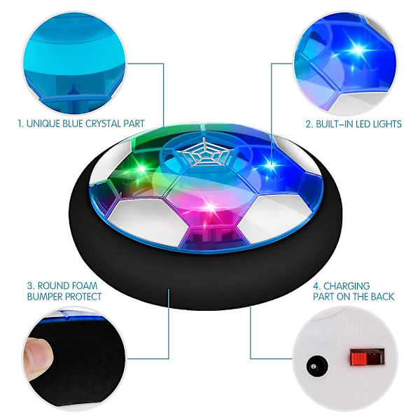 Barnleksaker Hover Soccer Ball Present Pojkar Flickor Ålder 3,4,5,6,7,8,9-12 År Gammal Uppladdningsbar Luftkraft Fotboll Sport Boll Spel
