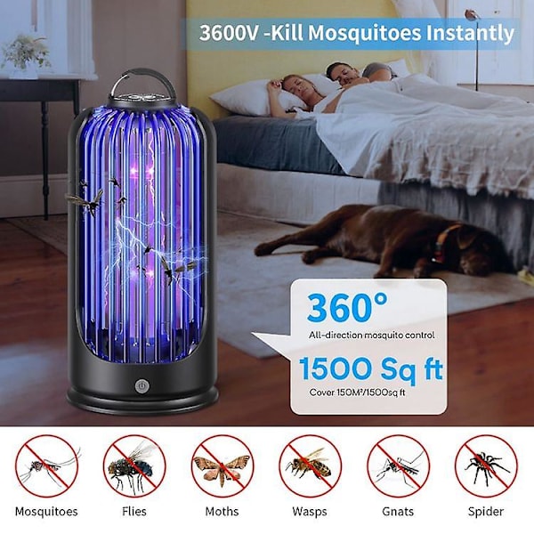 Elektrisk insektsdödare för inomhus och utomhus, 2000v hög effekt UV-ljus myggdödare, vattentät skadedjursbekämpning insektsfälla uteplats, trädgård,