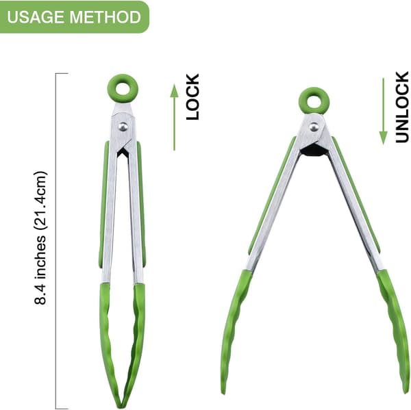 Mini silikon serveringsklämmor 17,8 cm Set om 3 - Grön