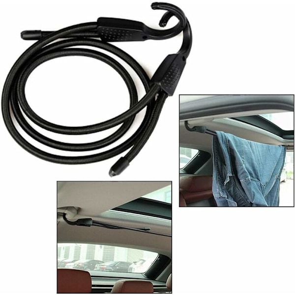 Stålhake Bungee Extra Bred Öppning Bagage Bungee Bungee med Karabinhake Svart