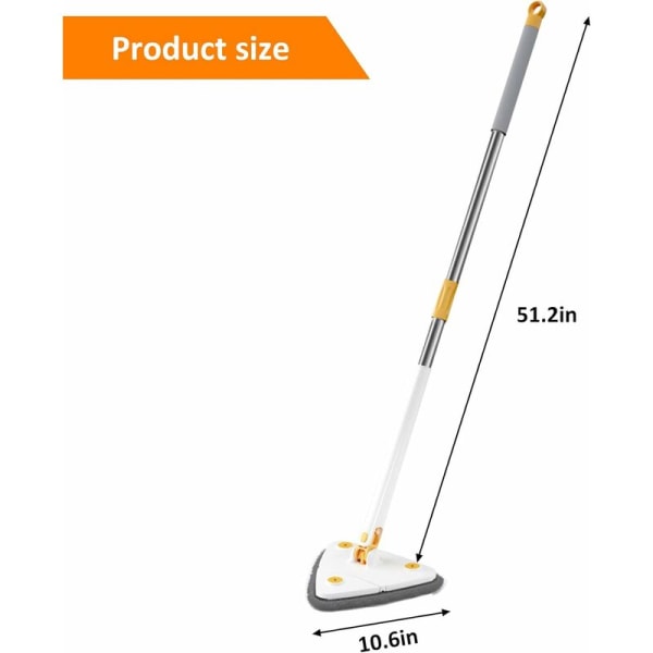 Justerbar 360° roterande triangel, teleskopmopp med automatisk vattenkramningsfunktion, 5 rengöringsdukar, elastisk mikrofibermopp (vit??)