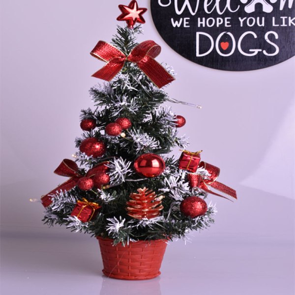 Kunstigt minijuletræ, lille juletræ med LED-lys, kontorreklametavle Mini desktop trædekoration 40 cm