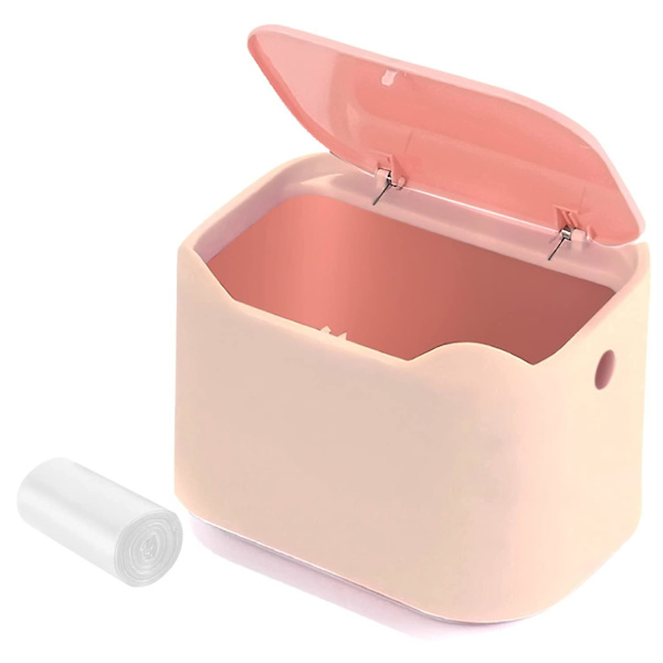 Mini badrum papperskorg tepåse papperskorg med lock kontor skrivbord liten papperskorg röd + rosa