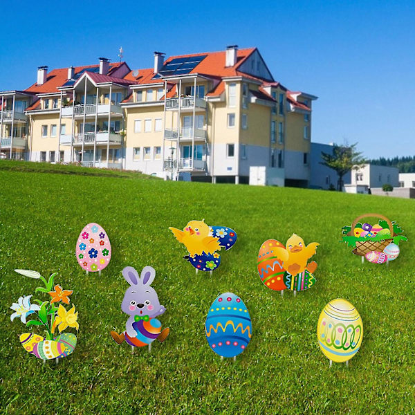 Påsktomtar Utomhus Vårfest Kanin Gräsmatta Dekorationer 8st