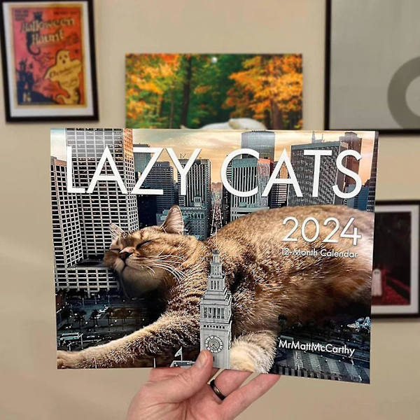 Kattkalender 2024, Lat kattkalender 2024, Söt kattväggkalender 2024, Roliga månadskalendrar, Present till kattälskare