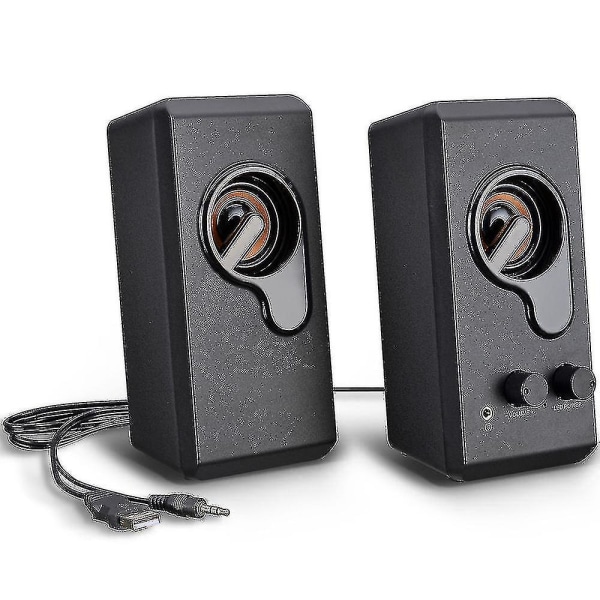 Datorhögtalare, PC-högtalare stereoljud USB-driven multimediahögtalare med färgglad LED-lampa för stationär dator bärbar dator PC (tvåpack)