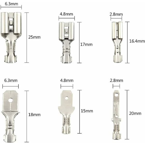 270 stk kabelterminal, kabelforbindelse T-forbindelse, han-hun spade ledningsforbindelse crimp terminalblok med isoleringsmuffe 2,8 mm 4,8 mm 6,3 mm