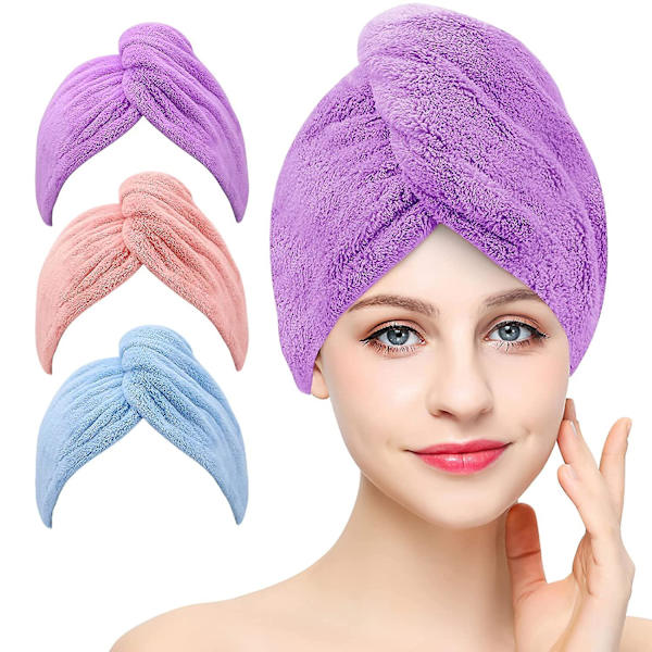 3-pack mikrofiberhandduk insvept superabsorberande bandana snabb torkande hårlock