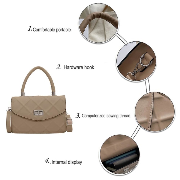 Liten axelväska och handväska för kvinnor, crossbody-väskor med justerbar kedjerem, krämvit