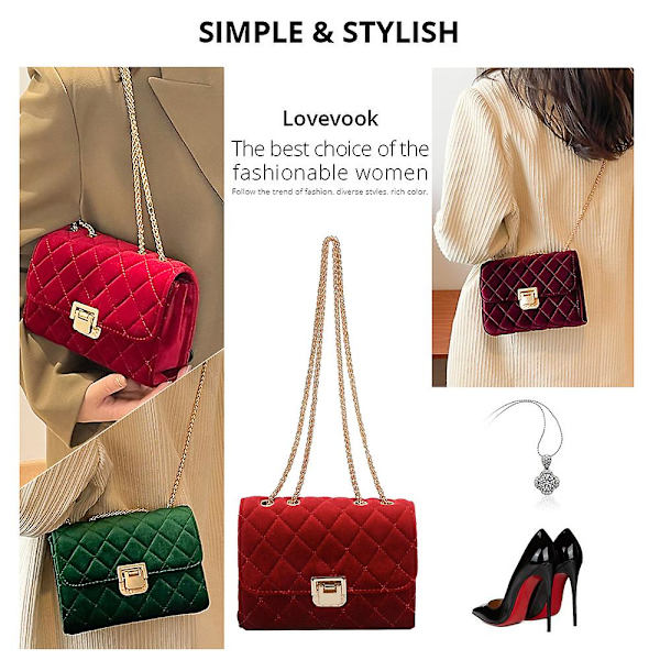 Kvinnors axelväska mode clutch handväska designer crossbody väska med kedjerem röd