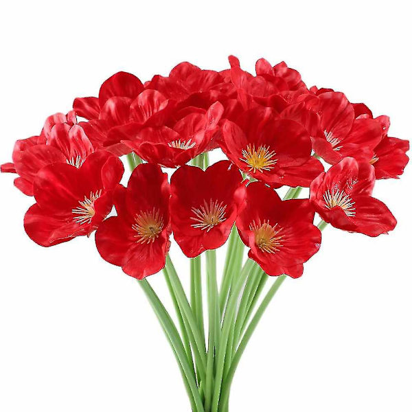 20 stycken realistiska Pu konstgjorda vallmoblommor falska bröllopsbukettarrangemang
